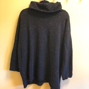 Eskandar OS Black with color specks Turtleneck Sweater